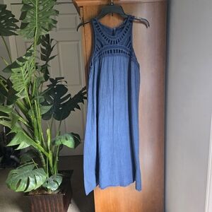 Jennifer Lauren blue sleeveless midi dress knitted chest Size Medium